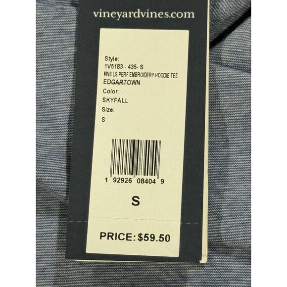 NWT Vineyard Vines Edgartown T Shirt Blue Long Sleeve Hooded Mens Size Small - Picture 7 of 10